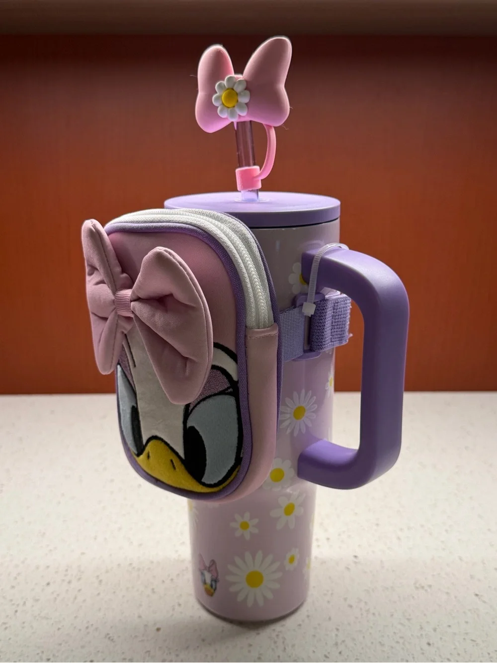 New 2026 Disney Daisy Duck 30oz Stainless Steel Travel Tumbler Straw & Zip Case
